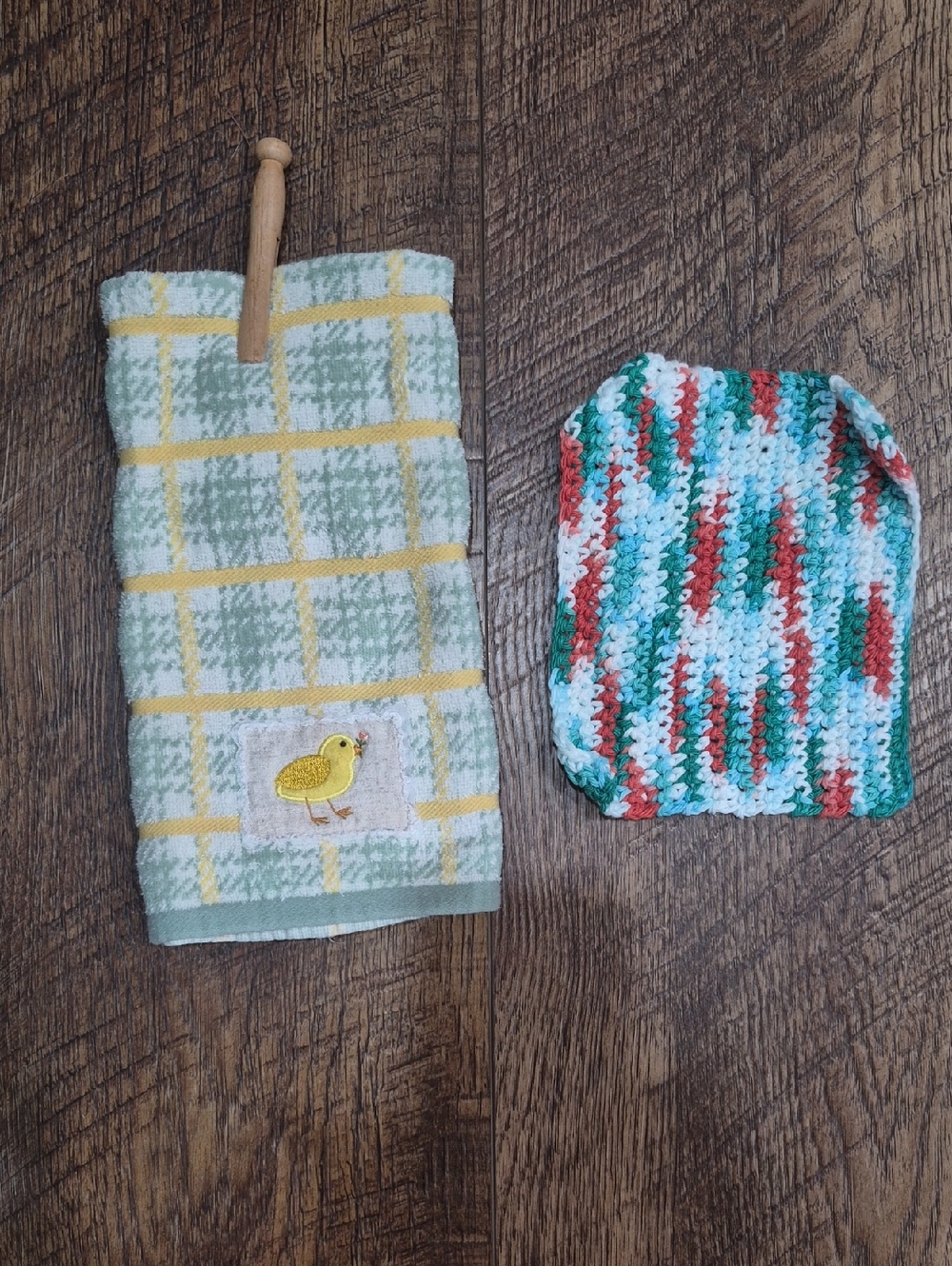 Cottagecore Grandmacore Duck Hand Towel And Handmade Crocheted Dish Cloth